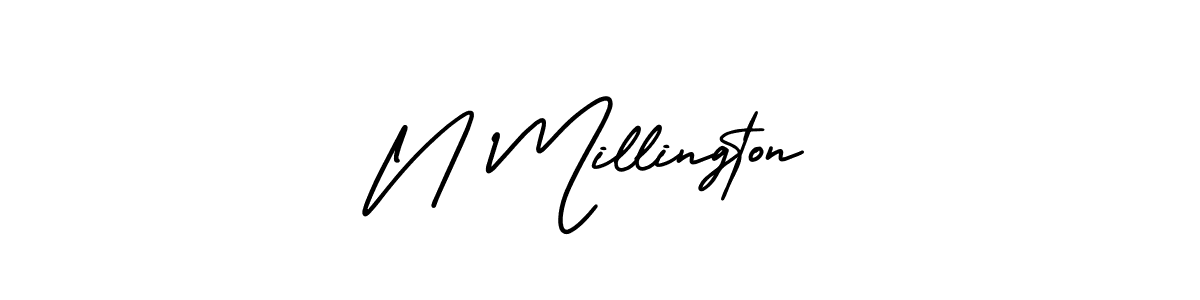 How to make N Millington signature? AmerikaSignatureDemo-Regular is a professional autograph style. Create handwritten signature for N Millington name. N Millington signature style 3 images and pictures png