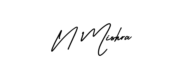 The best way (AmerikaSignatureDemo-Regular) to make a short signature is to pick only two or three words in your name. The name N Mishra include a total of six letters. For converting this name. N Mishra signature style 3 images and pictures png