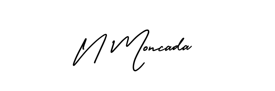 N Moncada stylish signature style. Best Handwritten Sign (AmerikaSignatureDemo-Regular) for my name. Handwritten Signature Collection Ideas for my name N Moncada. N Moncada signature style 3 images and pictures png
