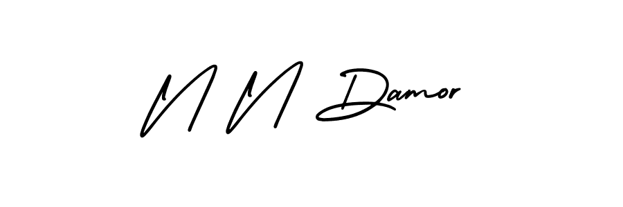 How to make N N Damor signature? AmerikaSignatureDemo-Regular is a professional autograph style. Create handwritten signature for N N Damor name. N N Damor signature style 3 images and pictures png