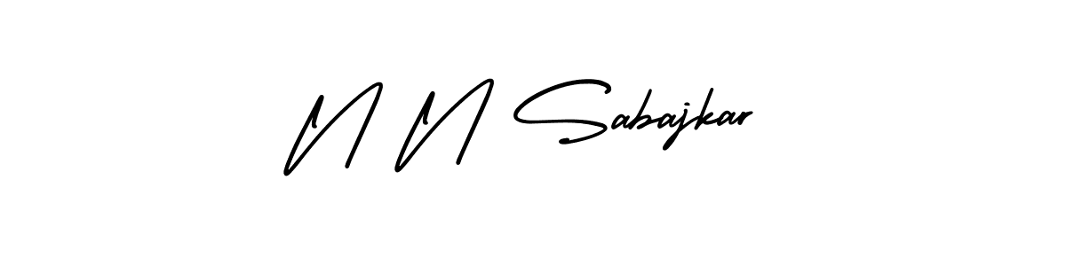 The best way (AmerikaSignatureDemo-Regular) to make a short signature is to pick only two or three words in your name. The name N N Sabajkar include a total of six letters. For converting this name. N N Sabajkar signature style 3 images and pictures png