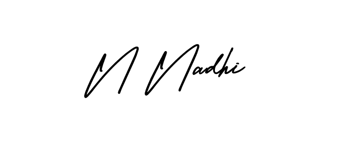 Use a signature maker to create a handwritten signature online. With this signature software, you can design (AmerikaSignatureDemo-Regular) your own signature for name N Nadhi. N Nadhi signature style 3 images and pictures png