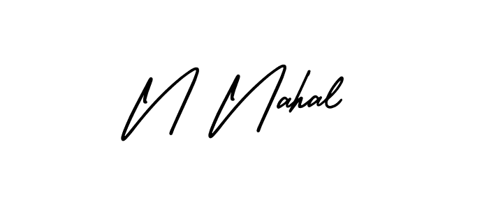 The best way (AmerikaSignatureDemo-Regular) to make a short signature is to pick only two or three words in your name. The name N Nahal include a total of six letters. For converting this name. N Nahal signature style 3 images and pictures png