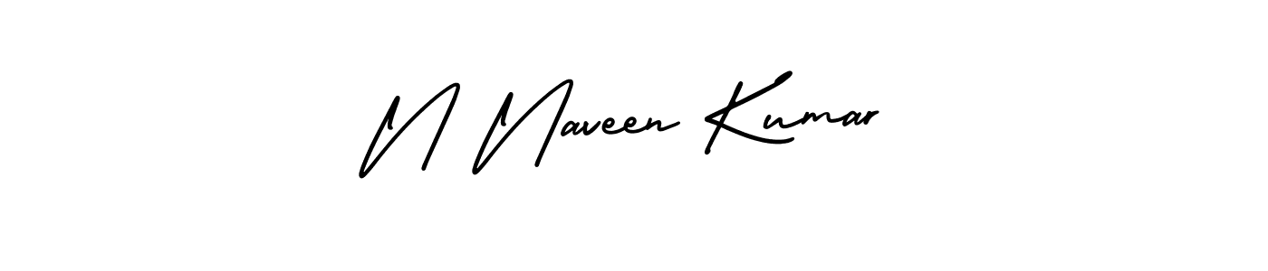 How to make N Naveen Kumar name signature. Use AmerikaSignatureDemo-Regular style for creating short signs online. This is the latest handwritten sign. N Naveen Kumar signature style 3 images and pictures png