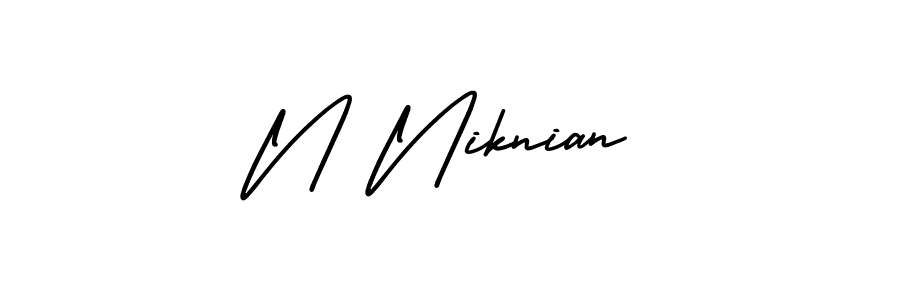 Similarly AmerikaSignatureDemo-Regular is the best handwritten signature design. Signature creator online .You can use it as an online autograph creator for name N Niknian. N Niknian signature style 3 images and pictures png