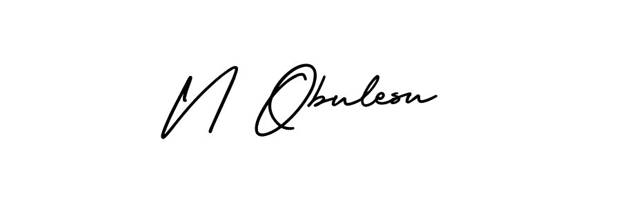 How to Draw N Obulesu signature style? AmerikaSignatureDemo-Regular is a latest design signature styles for name N Obulesu. N Obulesu signature style 3 images and pictures png