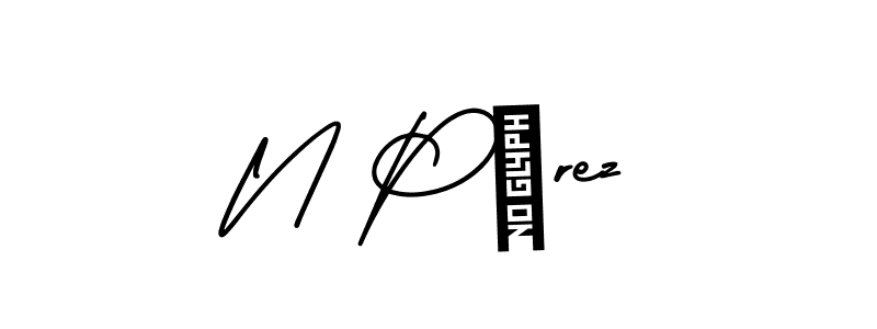 Use a signature maker to create a handwritten signature online. With this signature software, you can design (AmerikaSignatureDemo-Regular) your own signature for name N Pérez. N Pérez signature style 3 images and pictures png