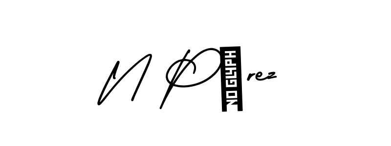 This is the best signature style for the N Pérez name. Also you like these signature font (AmerikaSignatureDemo-Regular). Mix name signature. N Pérez signature style 3 images and pictures png