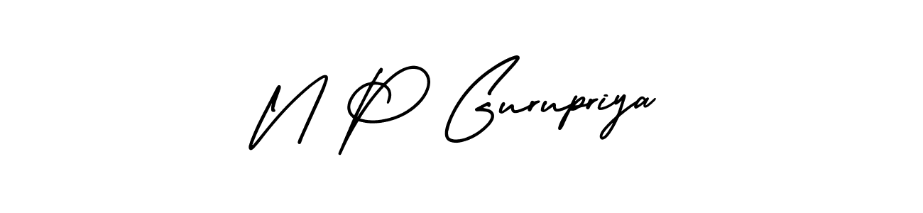 How to make N P Gurupriya name signature. Use AmerikaSignatureDemo-Regular style for creating short signs online. This is the latest handwritten sign. N P Gurupriya signature style 3 images and pictures png