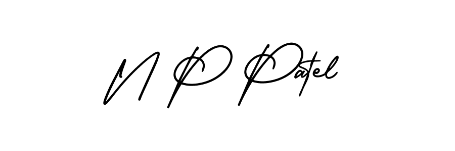 How to make N P Patel name signature. Use AmerikaSignatureDemo-Regular style for creating short signs online. This is the latest handwritten sign. N P Patel signature style 3 images and pictures png