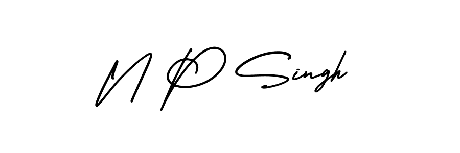 The best way (AmerikaSignatureDemo-Regular) to make a short signature is to pick only two or three words in your name. The name N P Singh include a total of six letters. For converting this name. N P Singh signature style 3 images and pictures png