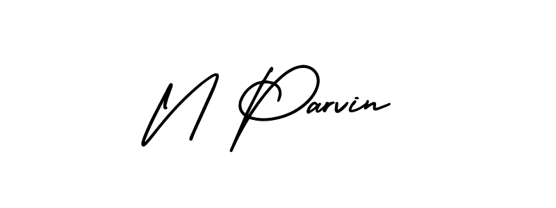 N Parvin stylish signature style. Best Handwritten Sign (AmerikaSignatureDemo-Regular) for my name. Handwritten Signature Collection Ideas for my name N Parvin. N Parvin signature style 3 images and pictures png