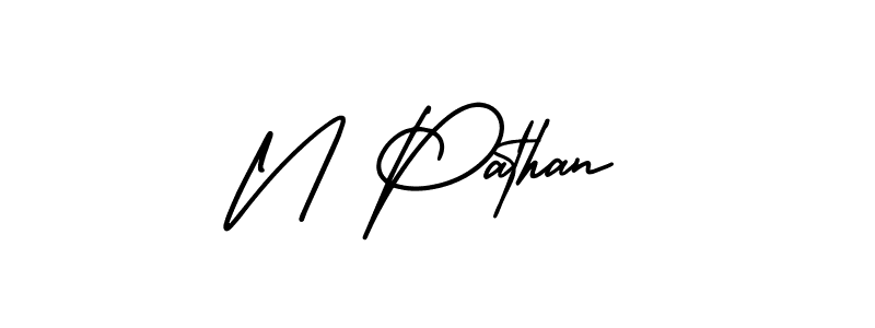 Make a beautiful signature design for name N Pathan. With this signature (AmerikaSignatureDemo-Regular) style, you can create a handwritten signature for free. N Pathan signature style 3 images and pictures png