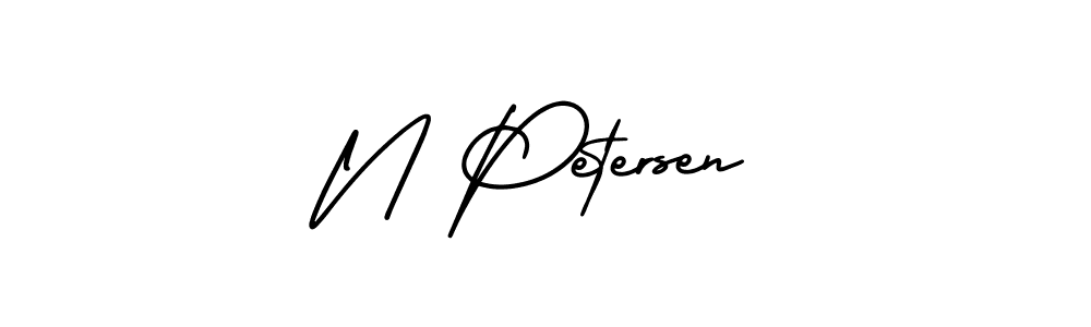 How to make N Petersen name signature. Use AmerikaSignatureDemo-Regular style for creating short signs online. This is the latest handwritten sign. N Petersen signature style 3 images and pictures png