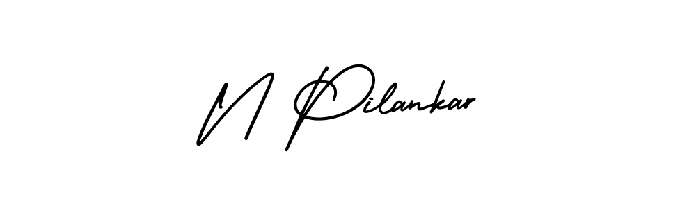 Use a signature maker to create a handwritten signature online. With this signature software, you can design (AmerikaSignatureDemo-Regular) your own signature for name N Pilankar. N Pilankar signature style 3 images and pictures png