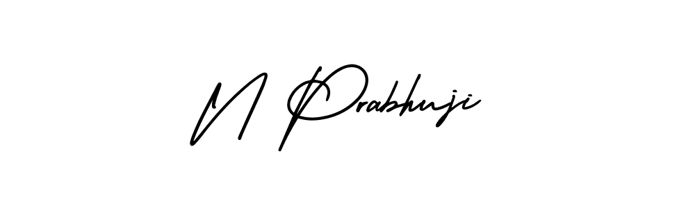 You should practise on your own different ways (AmerikaSignatureDemo-Regular) to write your name (N Prabhuji) in signature. don't let someone else do it for you. N Prabhuji signature style 3 images and pictures png