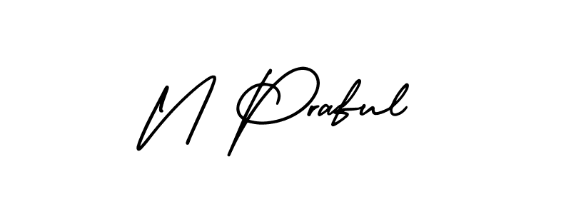 N Praful stylish signature style. Best Handwritten Sign (AmerikaSignatureDemo-Regular) for my name. Handwritten Signature Collection Ideas for my name N Praful. N Praful signature style 3 images and pictures png