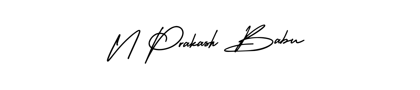 You should practise on your own different ways (AmerikaSignatureDemo-Regular) to write your name (N Prakash Babu) in signature. don't let someone else do it for you. N Prakash Babu signature style 3 images and pictures png