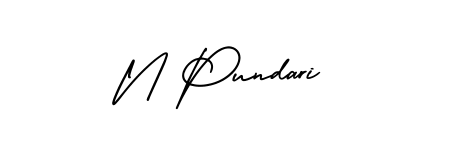 How to make N Pundari name signature. Use AmerikaSignatureDemo-Regular style for creating short signs online. This is the latest handwritten sign. N Pundari signature style 3 images and pictures png