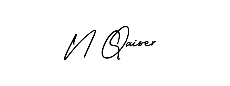 How to make N Qaiser name signature. Use AmerikaSignatureDemo-Regular style for creating short signs online. This is the latest handwritten sign. N Qaiser signature style 3 images and pictures png