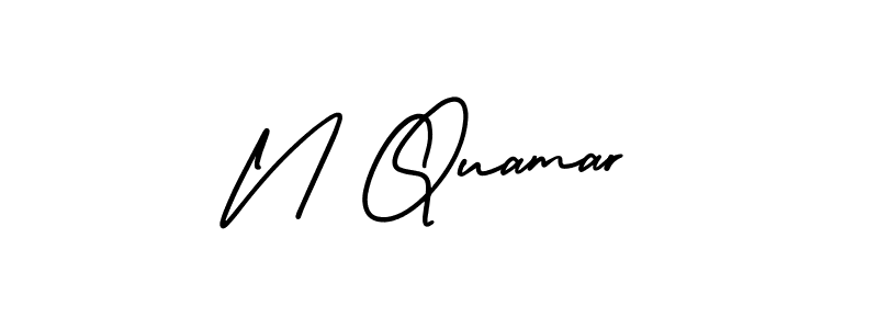 The best way (AmerikaSignatureDemo-Regular) to make a short signature is to pick only two or three words in your name. The name N Quamar include a total of six letters. For converting this name. N Quamar signature style 3 images and pictures png