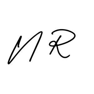 Design your own signature with our free online signature maker. With this signature software, you can create a handwritten (AmerikaSignatureDemo-Regular) signature for name N R. N R signature style 3 images and pictures png