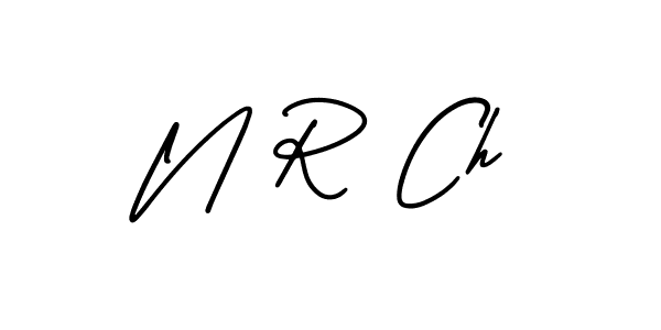 How to make N R Ch name signature. Use AmerikaSignatureDemo-Regular style for creating short signs online. This is the latest handwritten sign. N R Ch signature style 3 images and pictures png