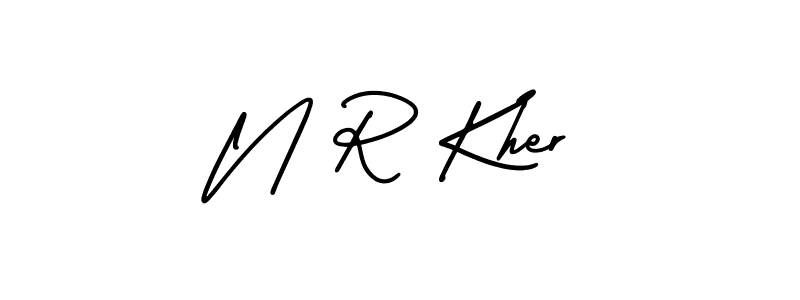 The best way (AmerikaSignatureDemo-Regular) to make a short signature is to pick only two or three words in your name. The name N R Kher include a total of six letters. For converting this name. N R Kher signature style 3 images and pictures png