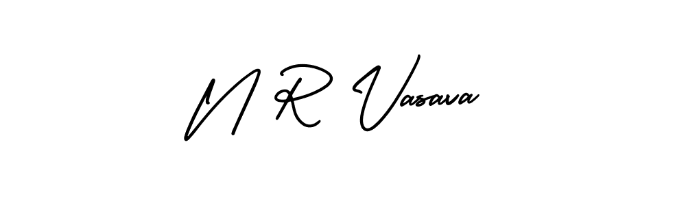 The best way (AmerikaSignatureDemo-Regular) to make a short signature is to pick only two or three words in your name. The name N R Vasava include a total of six letters. For converting this name. N R Vasava signature style 3 images and pictures png