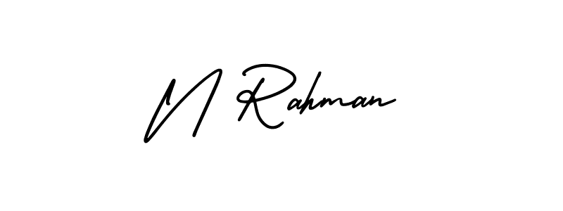 How to make N Rahman name signature. Use AmerikaSignatureDemo-Regular style for creating short signs online. This is the latest handwritten sign. N Rahman signature style 3 images and pictures png