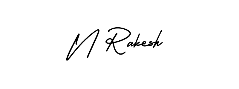 Make a beautiful signature design for name N Rakesh. With this signature (AmerikaSignatureDemo-Regular) style, you can create a handwritten signature for free. N Rakesh signature style 3 images and pictures png