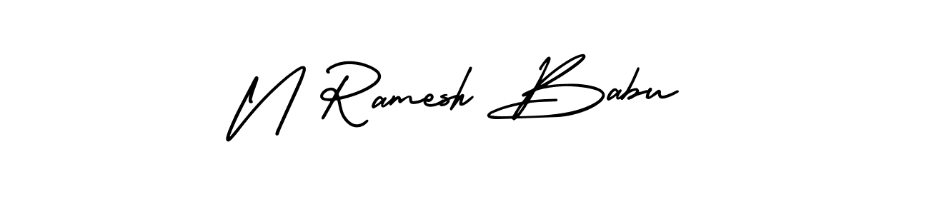 You should practise on your own different ways (AmerikaSignatureDemo-Regular) to write your name (N Ramesh Babu) in signature. don't let someone else do it for you. N Ramesh Babu signature style 3 images and pictures png