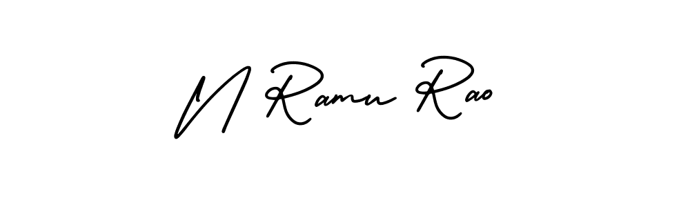 How to make N Ramu Rao name signature. Use AmerikaSignatureDemo-Regular style for creating short signs online. This is the latest handwritten sign. N Ramu Rao signature style 3 images and pictures png