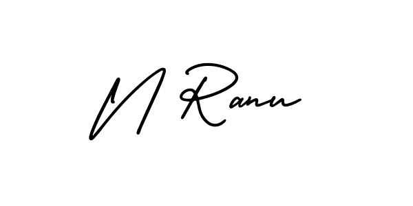 Create a beautiful signature design for name N Ranu. With this signature (AmerikaSignatureDemo-Regular) fonts, you can make a handwritten signature for free. N Ranu signature style 3 images and pictures png