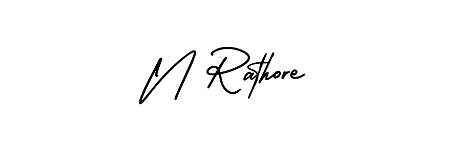 Create a beautiful signature design for name N Rathore. With this signature (AmerikaSignatureDemo-Regular) fonts, you can make a handwritten signature for free. N Rathore signature style 3 images and pictures png