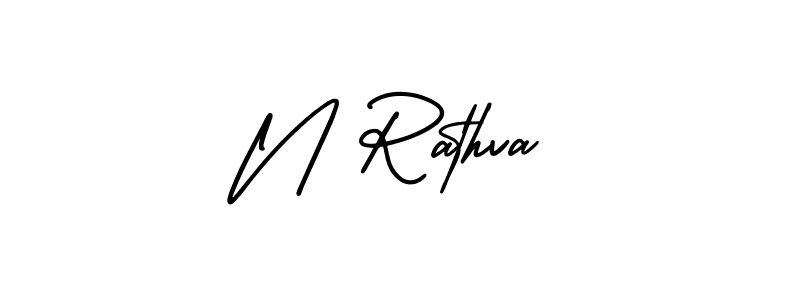 Use a signature maker to create a handwritten signature online. With this signature software, you can design (AmerikaSignatureDemo-Regular) your own signature for name N Rathva. N Rathva signature style 3 images and pictures png