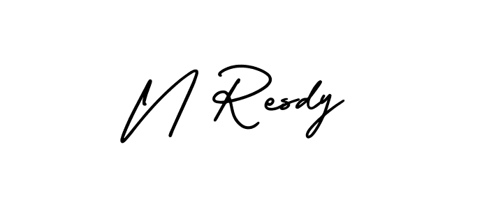 How to make N Resdy name signature. Use AmerikaSignatureDemo-Regular style for creating short signs online. This is the latest handwritten sign. N Resdy signature style 3 images and pictures png