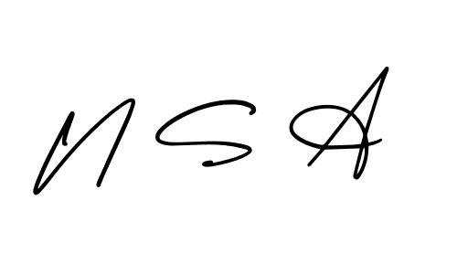 Create a beautiful signature design for name N S A. With this signature (AmerikaSignatureDemo-Regular) fonts, you can make a handwritten signature for free. N S A signature style 3 images and pictures png