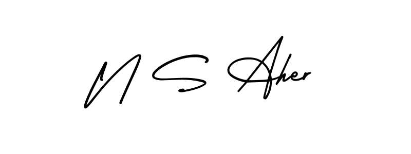 Make a beautiful signature design for name N S Aher. With this signature (AmerikaSignatureDemo-Regular) style, you can create a handwritten signature for free. N S Aher signature style 3 images and pictures png