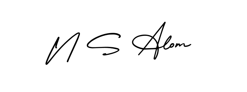 Create a beautiful signature design for name N S Alom. With this signature (AmerikaSignatureDemo-Regular) fonts, you can make a handwritten signature for free. N S Alom signature style 3 images and pictures png