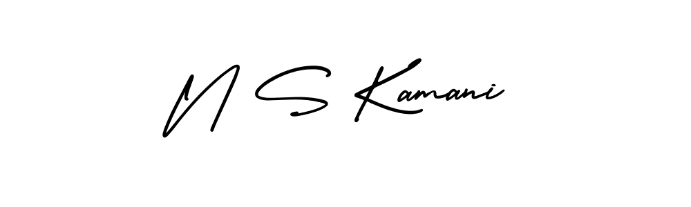 The best way (AmerikaSignatureDemo-Regular) to make a short signature is to pick only two or three words in your name. The name N S Kamani include a total of six letters. For converting this name. N S Kamani signature style 3 images and pictures png