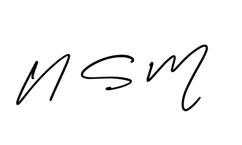 The best way (AmerikaSignatureDemo-Regular) to make a short signature is to pick only two or three words in your name. The name N S M include a total of six letters. For converting this name. N S M signature style 3 images and pictures png