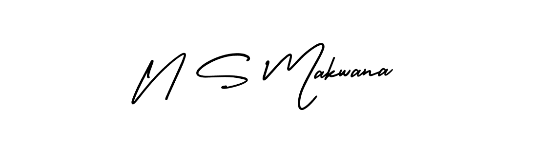 How to make N S Makwana name signature. Use AmerikaSignatureDemo-Regular style for creating short signs online. This is the latest handwritten sign. N S Makwana signature style 3 images and pictures png