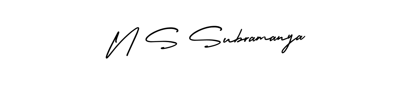 Design your own signature with our free online signature maker. With this signature software, you can create a handwritten (AmerikaSignatureDemo-Regular) signature for name N S Subramanya. N S Subramanya signature style 3 images and pictures png
