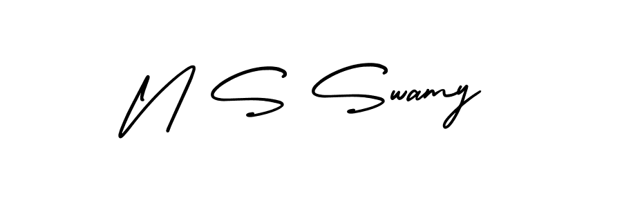 The best way (AmerikaSignatureDemo-Regular) to make a short signature is to pick only two or three words in your name. The name N S Swamy include a total of six letters. For converting this name. N S Swamy signature style 3 images and pictures png