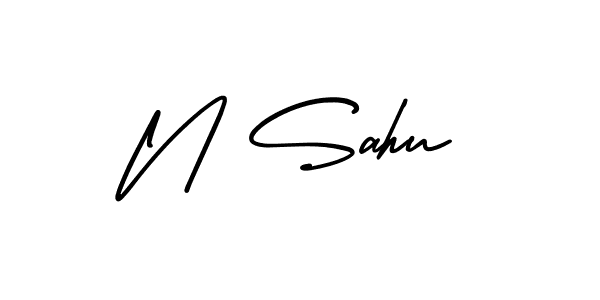 Use a signature maker to create a handwritten signature online. With this signature software, you can design (AmerikaSignatureDemo-Regular) your own signature for name N Sahu. N Sahu signature style 3 images and pictures png