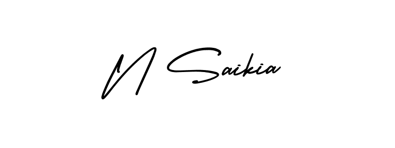 You should practise on your own different ways (AmerikaSignatureDemo-Regular) to write your name (N Saikia) in signature. don't let someone else do it for you. N Saikia signature style 3 images and pictures png