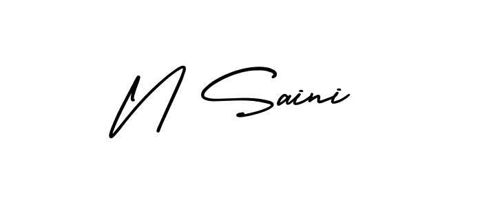 How to make N Saini name signature. Use AmerikaSignatureDemo-Regular style for creating short signs online. This is the latest handwritten sign. N Saini signature style 3 images and pictures png