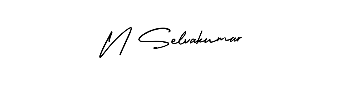 How to make N Selvakumar name signature. Use AmerikaSignatureDemo-Regular style for creating short signs online. This is the latest handwritten sign. N Selvakumar signature style 3 images and pictures png