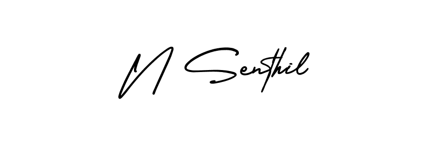 The best way (AmerikaSignatureDemo-Regular) to make a short signature is to pick only two or three words in your name. The name N Senthil include a total of six letters. For converting this name. N Senthil signature style 3 images and pictures png